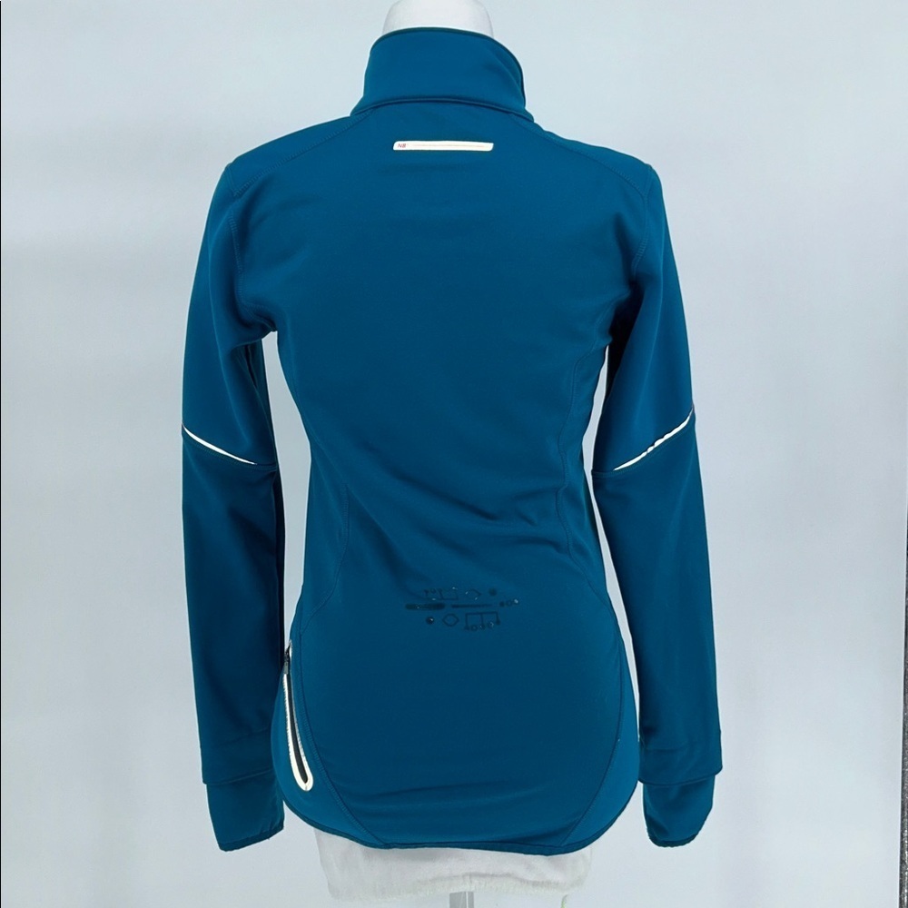 New Balance Womens Teal Half Zip Running Jacket Reflective Thumbholes XS - Picture 6 of 12